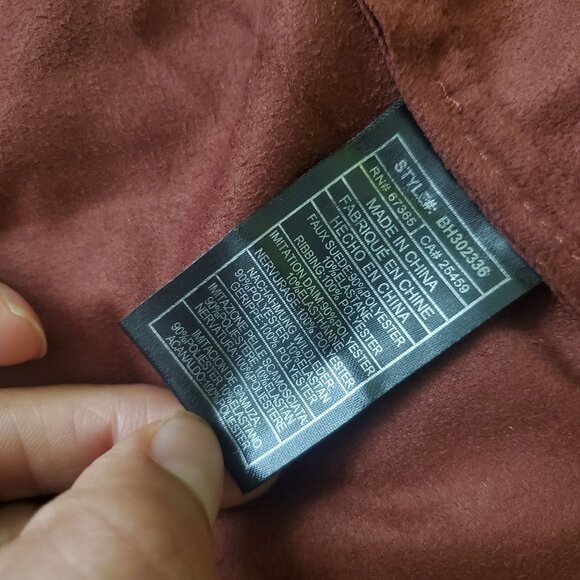 Bb Dakota womens jacket size small Drape Front Pre Faux Suede Cherrywood brown - Picture 13 of 15